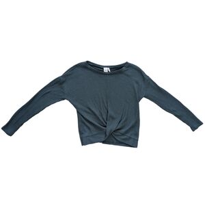 Paper Crane‎ Women's Extra Small Stretch Knit Green Cropped Long Sleeve Sweater